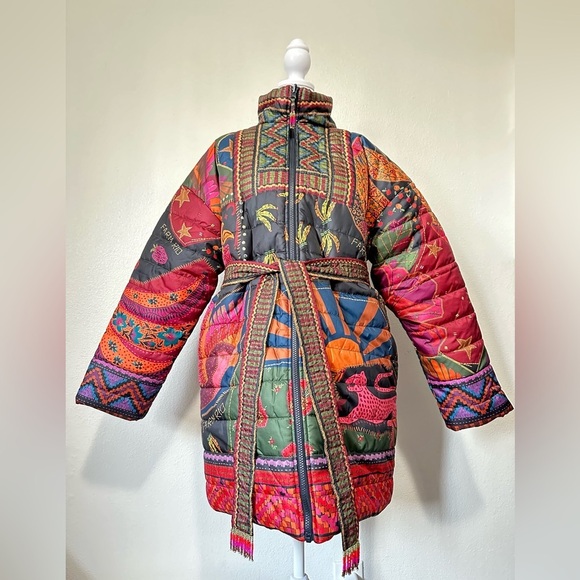 Farm Rio Printed Reversible Crazy Mix Puffer Jacket Fun Print Boho Hippie M SOLD - Picture 4 of 13